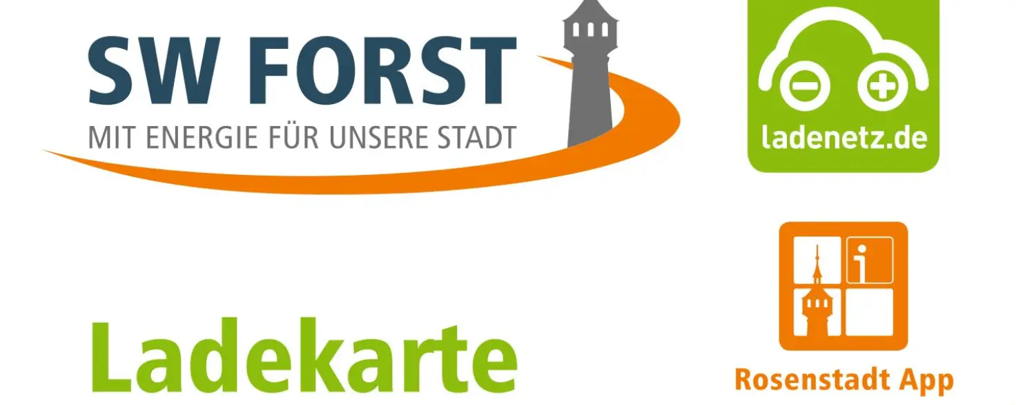 Design der Ladekarte der Stadtwerke Forst mit Logos und weißem Hintergrund